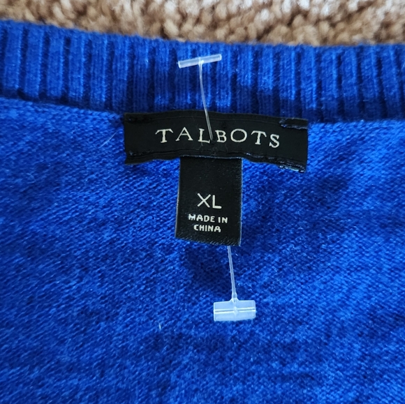 Talbots Blue Lambswool Penguin Warm Me Up Warm Winter Zoo Animal Crew Sweater XL - Picture 6 of 6